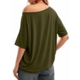 thumbnail image 3 of MOYIKO Womens Off The Shoulder Tops Oversized T-Shirts Short Sleeve Tees Summer Casual Fashion Clothes, 3 of 6