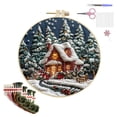 thumbnail image 1 of Christmas Decor Hangs Christmas Embroidery Craft Kits ，Hand Christmas DIY Embroidery Patterns Stamped Kit Adults Kids Beginners Stamped Embroidery Kit 。 (Warm Christmas B) Household pendant, 1 of 7
