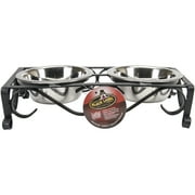 Loving Pets Layton Double Diner with Removable Stainless Steel Bowls for Dogs, Matte Black