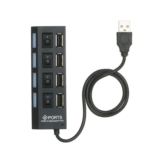 Concentrador Usb de 4 Puertos Concentrador de Carga Usb 2.0 Interruptor Independiente Indicador Led MABOTO Concentrador USB