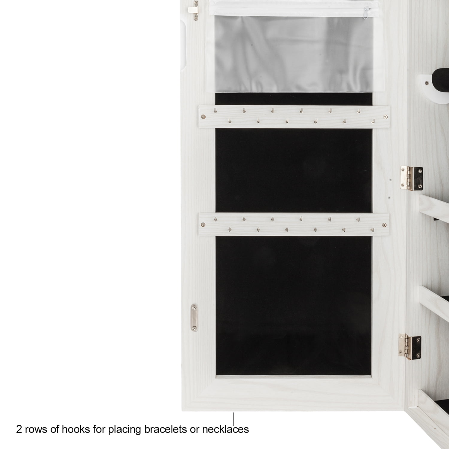 Private Jungle Retro PVC Wood Grain Coating Whole Body Mirror Decoration Storage Dressing Mirror Jewelry Mirror Cabinet,White