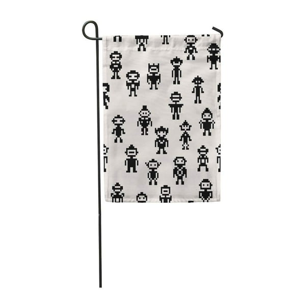 LADDKE Invader Pixel Robots Pattern Monster Space Video Arcade Attack Bit Black Garden Flag Decorative Flag House Banner 28x40 inch