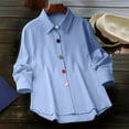 thumbnail image 3 of Womens Fall Clothes, Long Sleeve Shirts for Women Casual Loose Fit Solid Color Lapel Button Down Dressy Blouses, 3 of 6