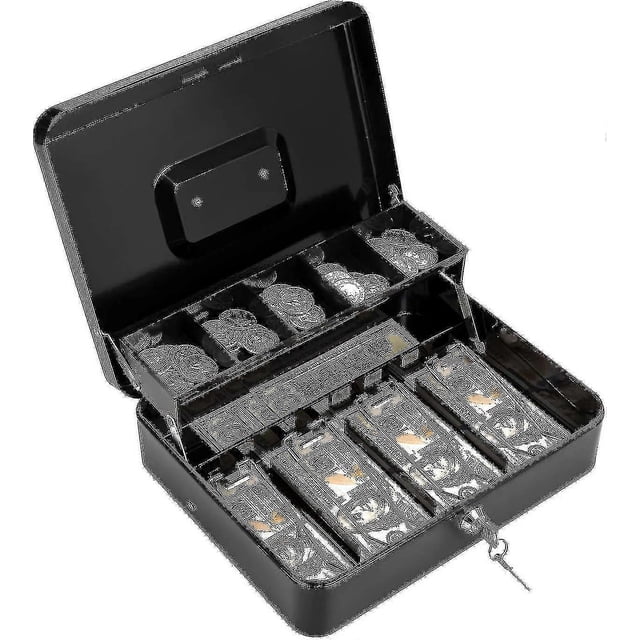 Cash Box With Lock Key And Money Tray Large Money Box