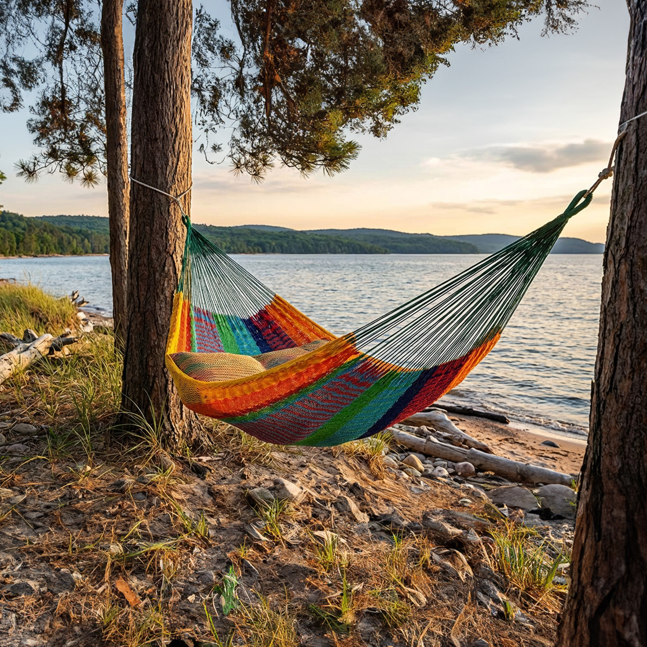 Sunnydaze 2-Person Cotton and Nylon Mayan Family Hammock, 625 lb Capacity - Multicolor