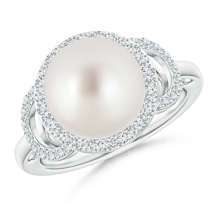 Angara - June Birthstone - Round South Sea Cultured Pearl and Diamond ...