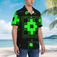 thumbnail image 4 of Lsque Geometry Dash Pattern Hawaiian Shirt for Men Unisex Summer Beach Casual Short Sleeve Cotton Linen Button Down Shirts-Medium, 4 of 6