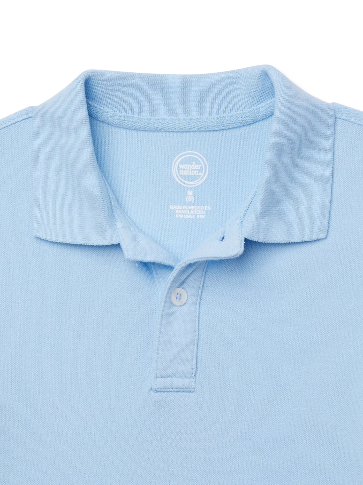 Wonder Nation Boys School Uniform Short Sleeve Pique Polo Shirts, 2-Pack, Sizes 4-18 & Husky