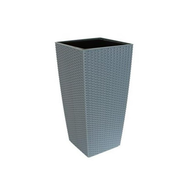 Algreen Products 14204 22 in. Wicker Square Taper Planter with Self Watering - Rattan Gray