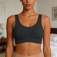 thumbnail image 2 of Wang6 Womens Wireless Seamless Minimizer Bras No Underwire Push up Sports Bras Crew Neck Comfort Bralettes T Shirt Bra Black M, 2 of 5