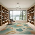 thumbnail image 2 of ODIKA 9'x12' Teal Abstract Waves Watercolor Washable Area Rug Modern Fluid Design With Shapes And Serene Wave Non-Slip, Chair-Friendly for Dining Room, Basement, Large Office, 2 of 7