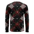 thumbnail image 7 of Men's Fashion Printed Round Neck Long Sleeve Bottoming Shirt Top with Christmas Snow Night Print for Seasonal Outfits and Daily Wear - Soft and Warm Men's Base Layer,Black,L, 7 of 7