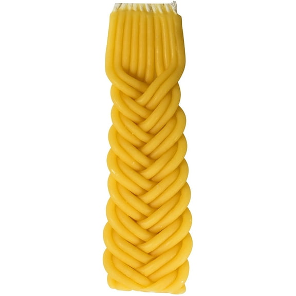 Ner Mitzvah, 6.75" Pure Beeswax Braided Havdalah Candle - Yellow