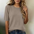 thumbnail image 2 of Landzoo T Shirt For Women Solid Color Short Sleeve Crew Neck Shirt Summer Cozy Soft Women Tees Size S Khaki, 2 of 4