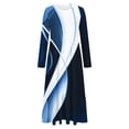 thumbnail image 4 of Tejiojio Classic Slim Dress for Women Spring Fall Long Sleeve Maxi Fashion Casual Printed/Colorblock Long Sleeved Round-Neck Dress, 4 of 5