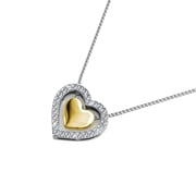 Cate & Chloe Susan 18k White Gold Plated Women's Necklace with Yellow Gold Heart, Swarovski Crystals