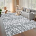 thumbnail image 2 of CAROMIO Gray 9' x 12' Area Rug Boho Distressed Machine Washable Modern Geometric Moroccan Carpet, 2 of 5