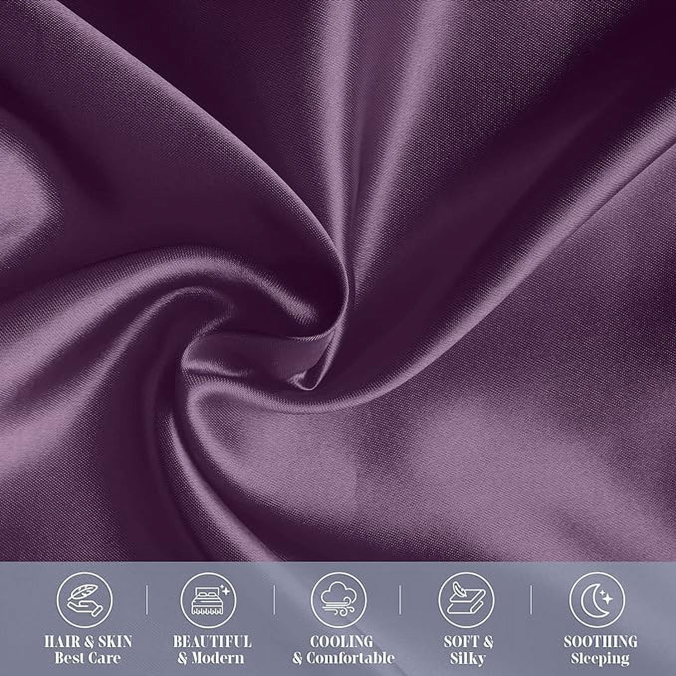 Cooling Viscose Satin Pillowcase 4-Pack Set with Hidden Zipper Closure,King, Purple