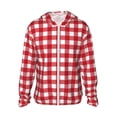 thumbnail image 1 of Vsdgher Sweat à Capuche Imprimé Damier Rouge pour Adultes, Protection Solaire à Manches Longues pour Hommes et Femmes, Pêche, Course, Natation - Grand, 1 of 7