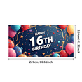 thumbnail image 2 of Happy 16th Birthday Themed Background Banner with Balloons Stars and Cakes for Birthday Party Decorations Photography Props Party Supplies Decor Backdrop, 2 of 7