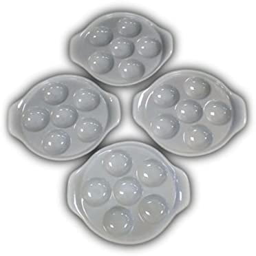 Set 4 Bakeware White Porcelain Snail Dish Mushroom Plate Escargot Dishes Plates