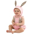 thumbnail image 3 of XIMIN Toddler Baby Girls Easter Outfit Romper/Dress Sleeveless Bunny Ear Sister Mathing Clothes with Tail, 3 of 8