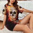 thumbnail image 4 of Honeii Satanic Skull for Women's Summer Pajama Set featuring Soft Short Sleeve Shirt & Matching Bottoms with Convenient Pockets for Relaxed Home Wear-Small, 4 of 6