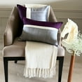 thumbnail image 4 of Sofa Cushion Cover, Purple & Grey 12"x12" (30x30 cm) Accent Cushion Covers, Silk Color Block Patchwork Throw Pillows For Sofa, Patchwork Pattern Modern Style - Splendour Purple, 4 of 10