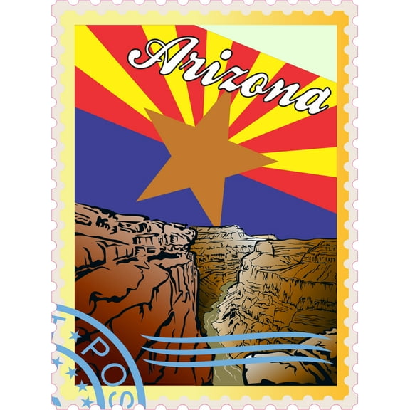 Arizona Stamp Sticker, 3 inches by 4 inches