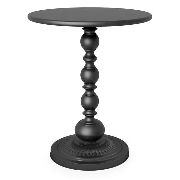 Funecy Metal Small End Table,Vintage Matte Black Round Side Table Nightstand for Bedside,Small Accent Pedestal Table for Living Room