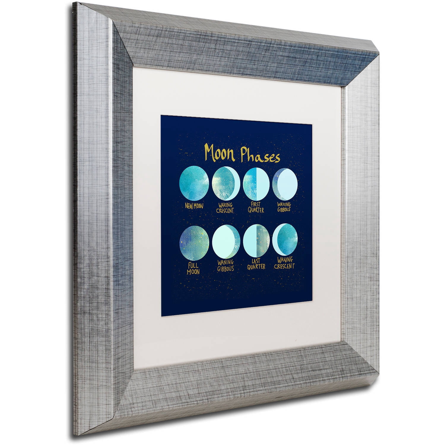 Trademark Fine Art "Moon Phases" Canvas Art by Lisa Powell Braun, White Matte, Silver Frame