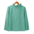 thumbnail image 5 of Xingpeng Womens Flutter Sleeve Blouses Long Sleeve Casual Tops Spring Summer Outfits Dressy Shirts Green S, 5 of 8