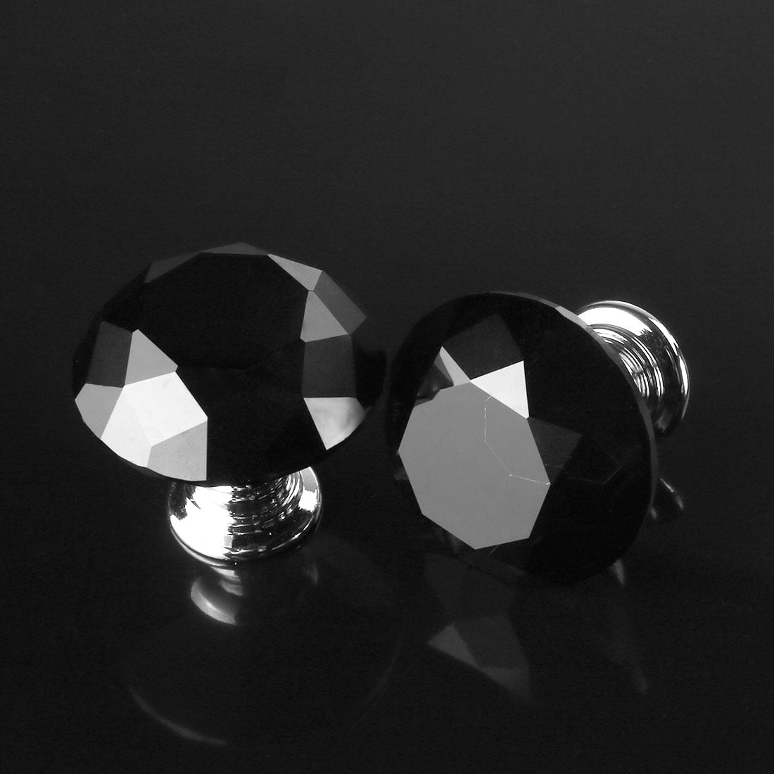 Uxcell 20Pcs 30mm Diamond Crystal Cabinet Drawer Door Knobs Accessories,Black