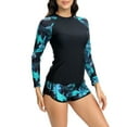 thumbnail image 6 of Women's Printed Rash Guard Long Sleeve Surfing Two Piece Swimsuits with Shorts Cozy Swimwear Beachwear, 6 of 7