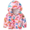 thumbnail image 1 of Peyan 1-6T kids Girls Cartoon Zip Jacket Hooded Trench Lightweight Toddler Outdoor Dust Windbreaker Coats, 1 of 2
