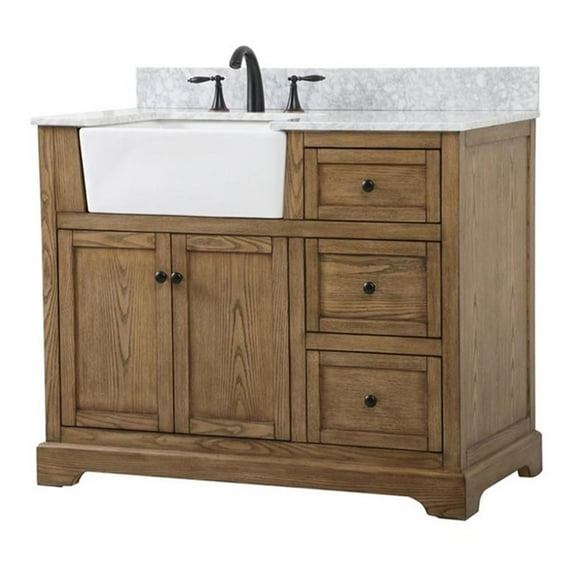 Elegant Kitchen and Bath 42 inch Single bathroom vanity in driftwood with backsplash