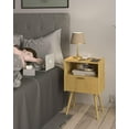 thumbnail image 6 of Nightstand with Outlet,Modern Bedside Table with Storage Drawer and Open Wood Shelf, for Living Room, Bedroom and Small Spaces, Accent Night Stand with Solid Wood Legs, Easy Assembly,Yellow Oak, 6 of 15