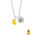 thumbnail image 2 of Delight Jewelry Resin Yellow Ducky Silvertone Script Initial Disc - A - Charm Necklace, 20"+3", 2 of 4