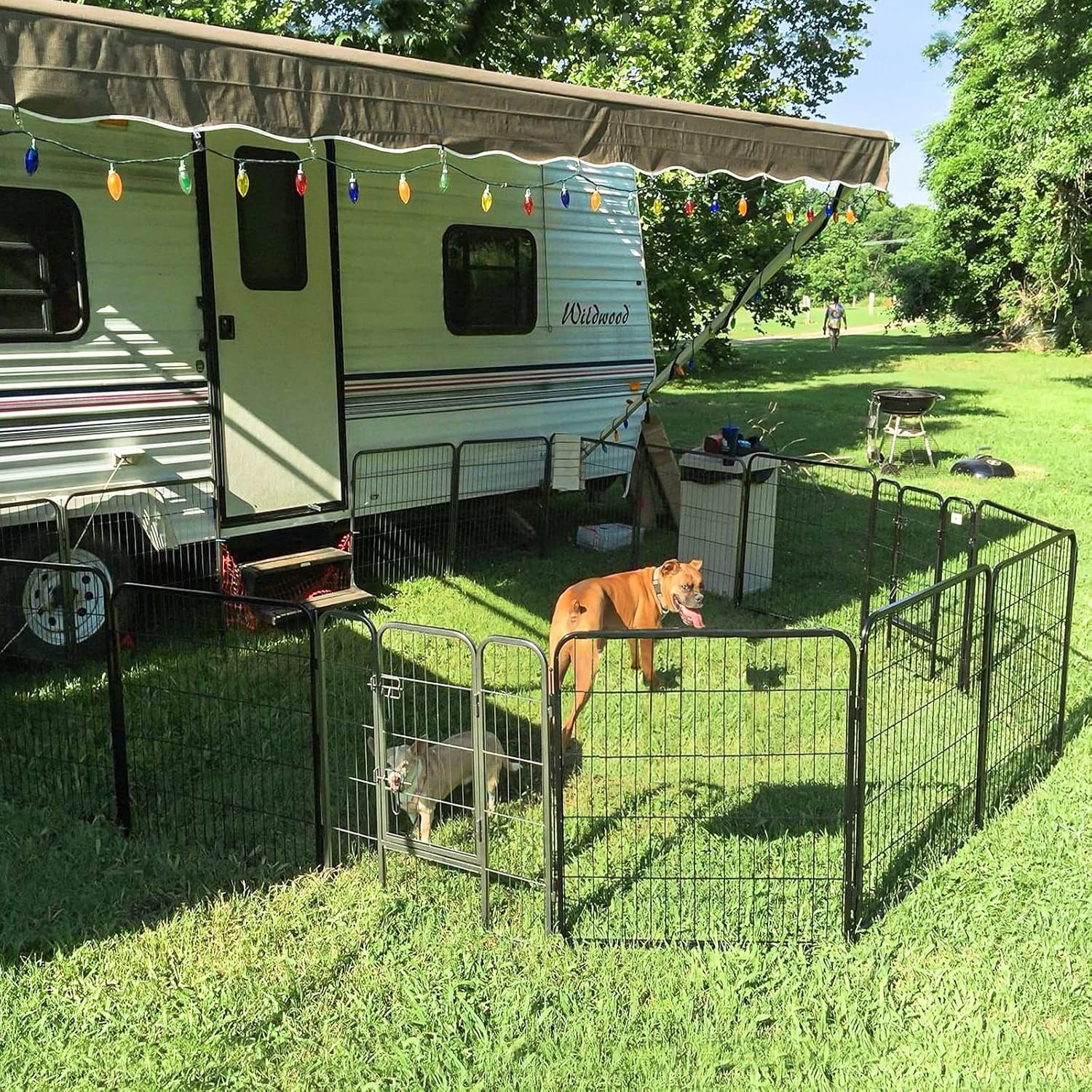 Aivituvin Dog Playpen Indoor & Outdoor Foldable Pet Exercise Fence Pen with Door Gate,Dog Kennels for Small/Medium/Puppy Dogs,Rabbits (8 Panels, 31 Inch)