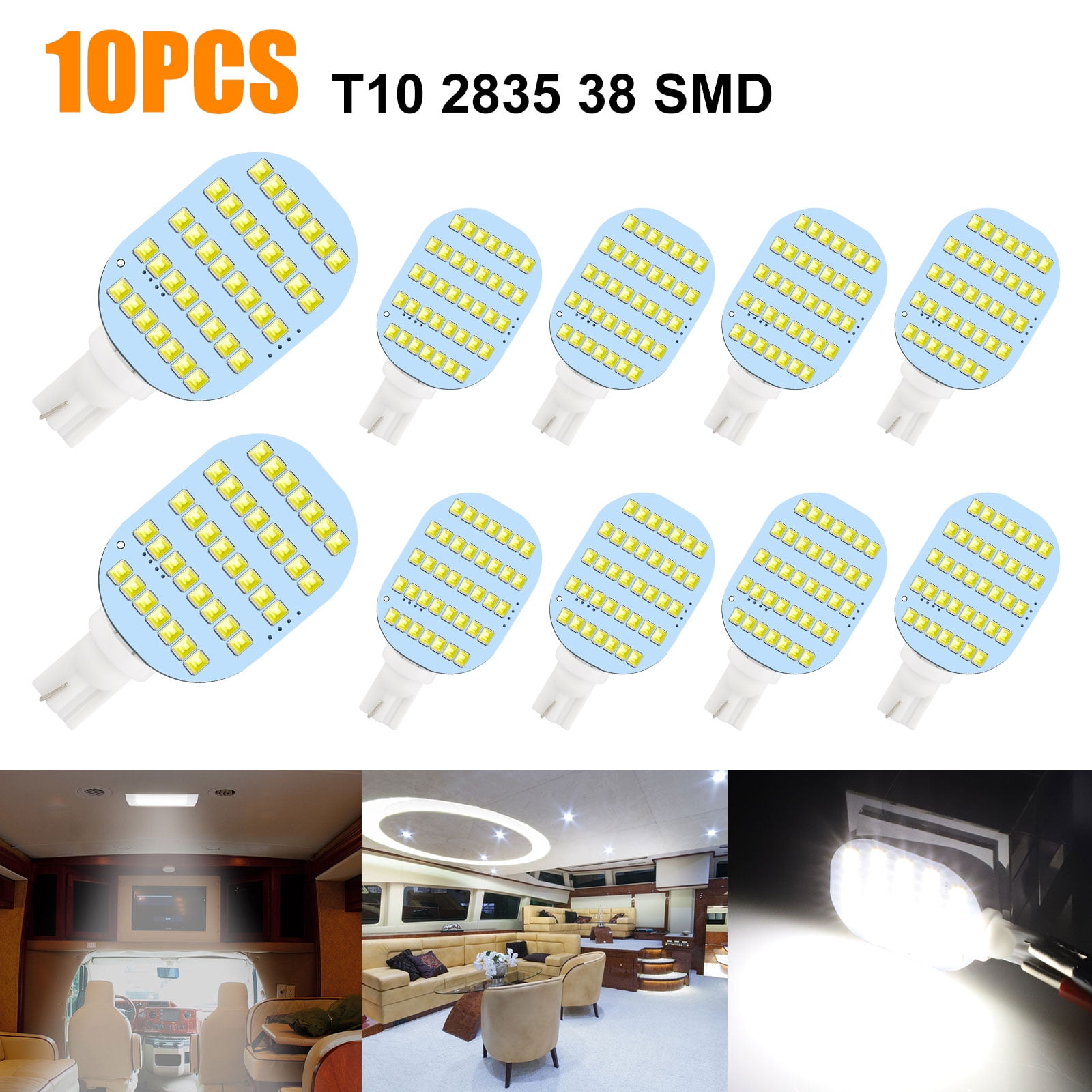 Alla Lighting 10PCS 12-LED 168 Interior Dome Door|Trunk|Side Marker|License Bulb