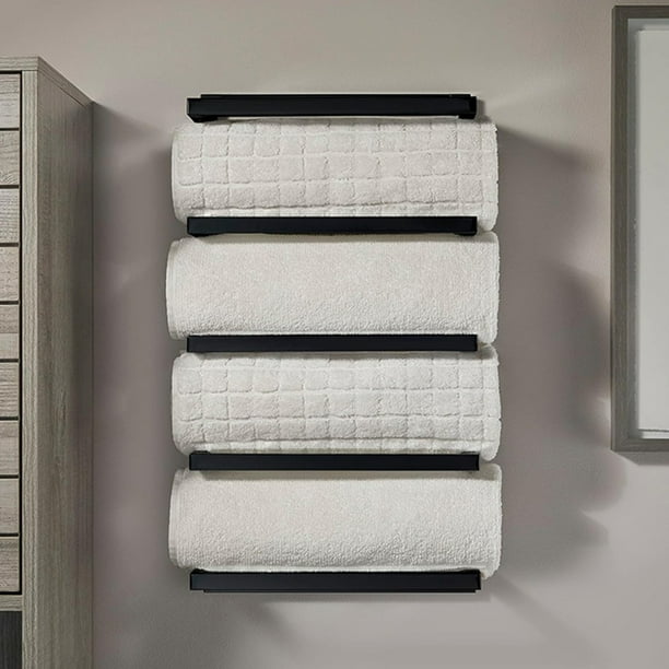 BESTYASH Organizador De Toallas Para Negro De Hierro Con Cinco Niveles Para Almacenamiento En Pared