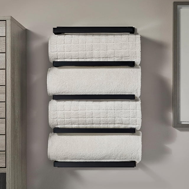 BESTYASH Organizador De Toallas Para Negro De Hierro Con Cinco Niveles Para Almacenamiento En Pared