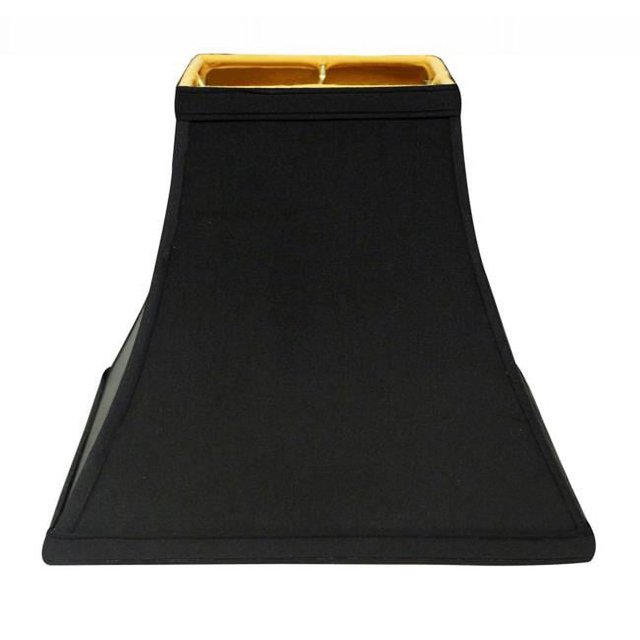 HomeRoots 469990 Abat-Jour Carré Cloche 12 Po. Noir avec Doublure Dorée