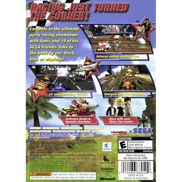 Sonic and sega all stars 2024 racing xbox one backwards compatibility