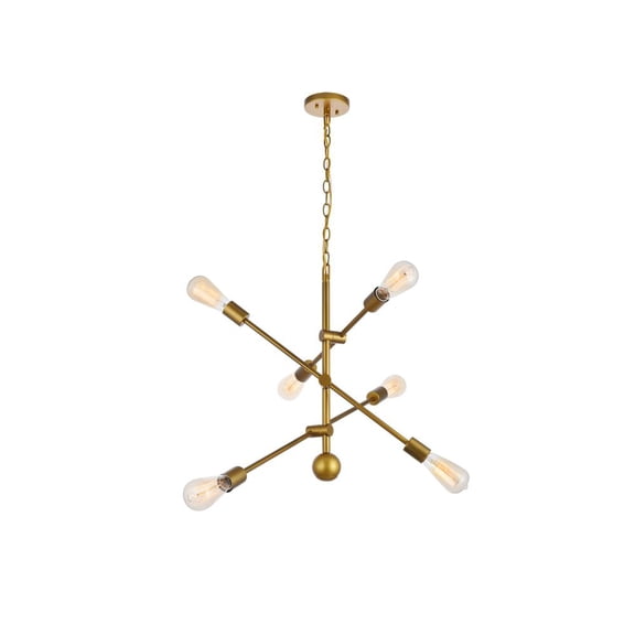 Living District Axel 6-Light Metal Pendant in Brass & Clear Finish