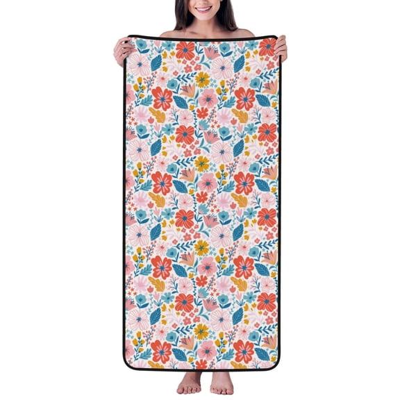Cotton Bath Towels for Bathroom - Floral Ditsy Microfiber Quick Dry Towels for Body Bath Sheets, Personalized Beach Towel, Soft Shower Towels for Travel Home Beach 27*55in