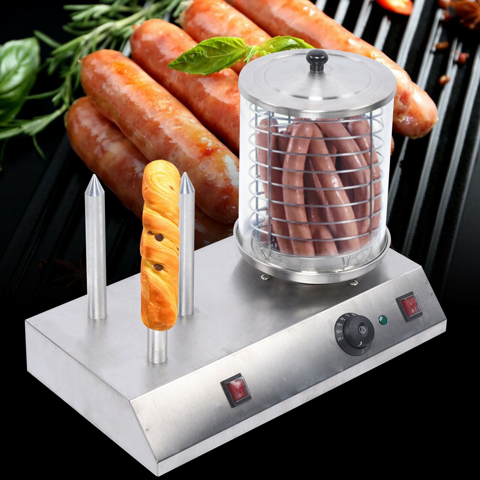 DENEST Electric Commercial Hot Dog Machine Bun Warmer Stainless 110V