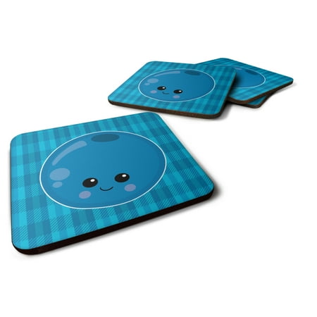 

Carolines Treasures BB6984FC Blueberry Face Foam Coaster Set of 4 3 1/2 x 3 1/2 multicolor