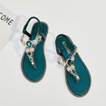 thumbnail image 2 of 1 par de sandalias de verano para mujer, planas, con diamantes de imitación, estilo bohemio, para mujer y niña (verde oscuro, talla 38, 24 cm, 7 EE. UU., 4,5 Reino Unido, 38 UE, 9,432 pulgadas), 2 of 8