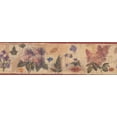 thumbnail image 2 of Rustic Purple Beige Green Floral Wallpaper Border Retro Design, Roll 15' x 7'', 2 of 3
